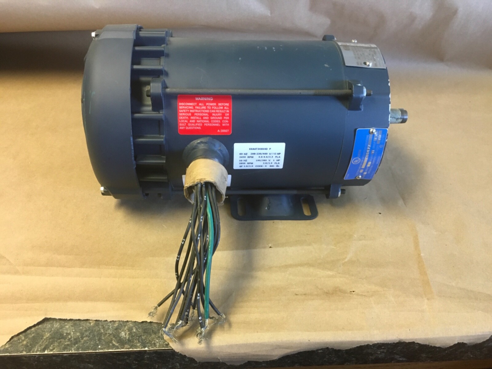 Leeson A6T34XK4D P, 114633.00 Gear Motor 3PH, 3450/2850 RPM, 1.5/1HP (KB)