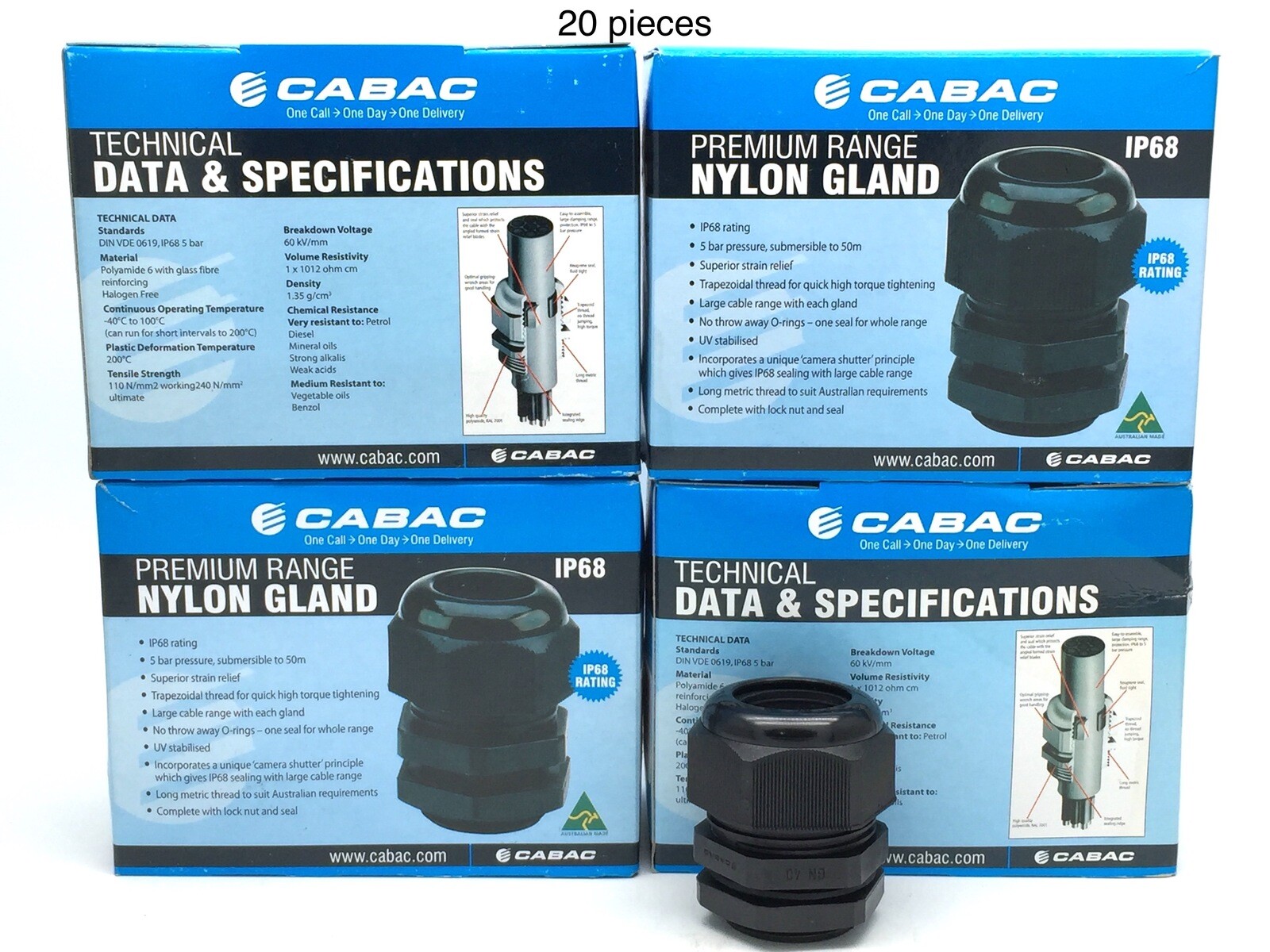 CABAC GN40 Nylon Cable Gland Lock Nut 19-28mm IP68 x20 pieces