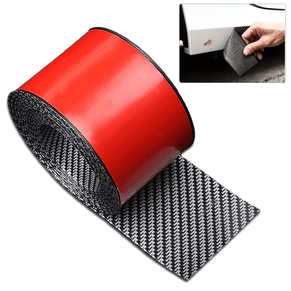 Universal Carbon Fiber Pattern Side Skirts Anti-Scratch Rubber Edge Guards Prote