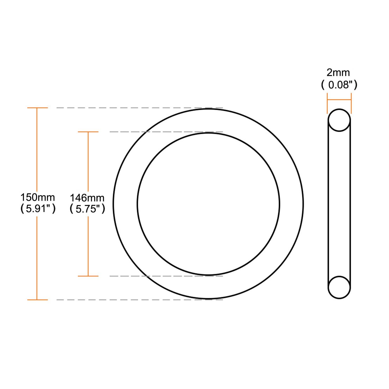 5Pcs Rubber Oil Seal Filter O Rings Gaskets Black 150mm OD 2mm Thickness