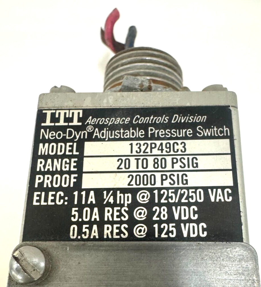 ITT NEO-DYN ADJUSTABLE PRESSURE SWITCH 132P49C3