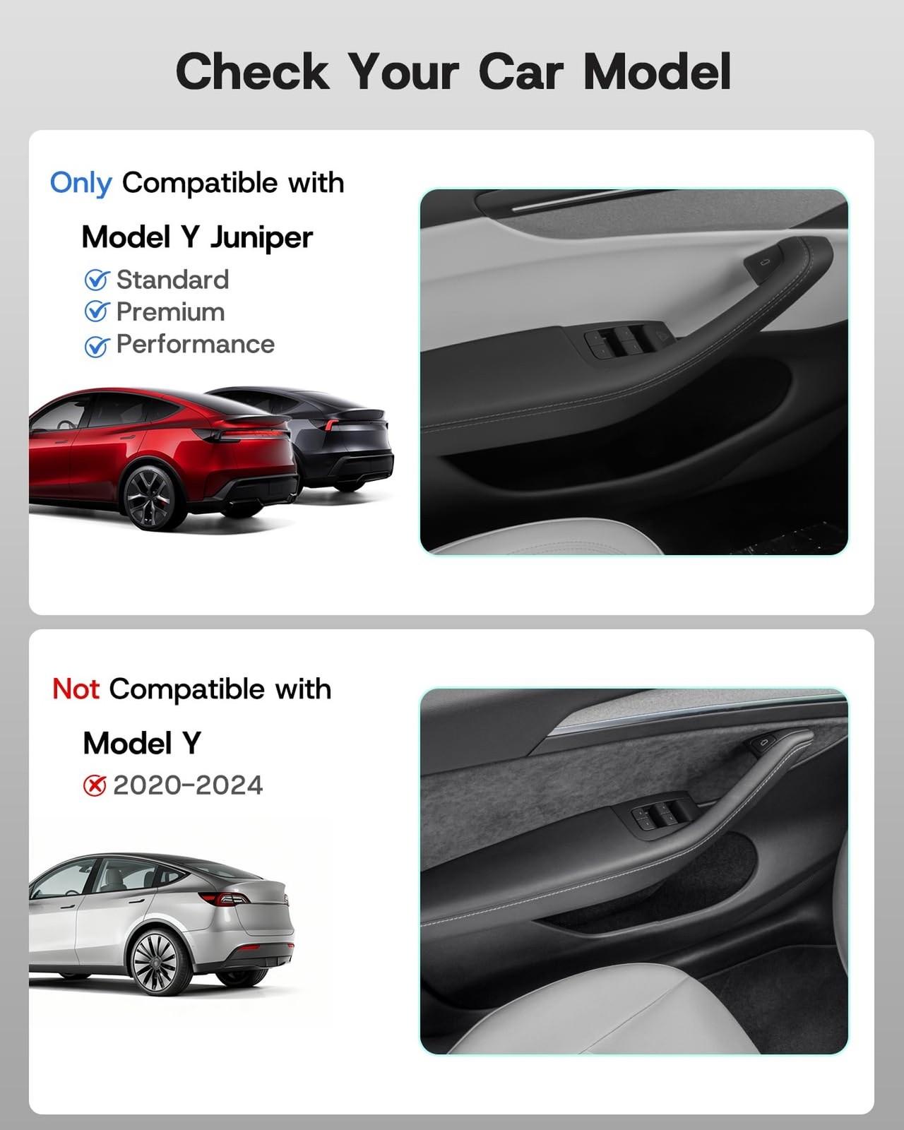 2026 Upgrade Door Side Storage Box for Tesla Model Y Juniper, [Rear Door Emer…