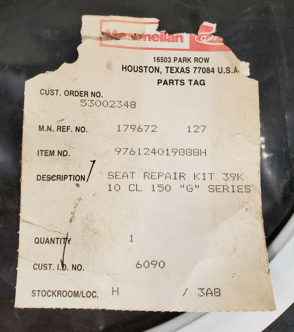 1 NEW MASONEILAN 976124019888 SEAT REPAIR KIT 39K G SERIES NNB ***MAKE OFFER***