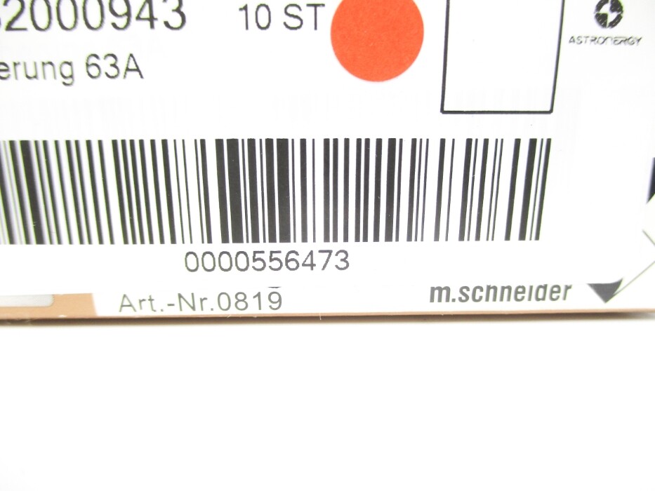 SCHNEIDER D02-63A 0819 63A 400V/250V (PKG OF 10) NSMP