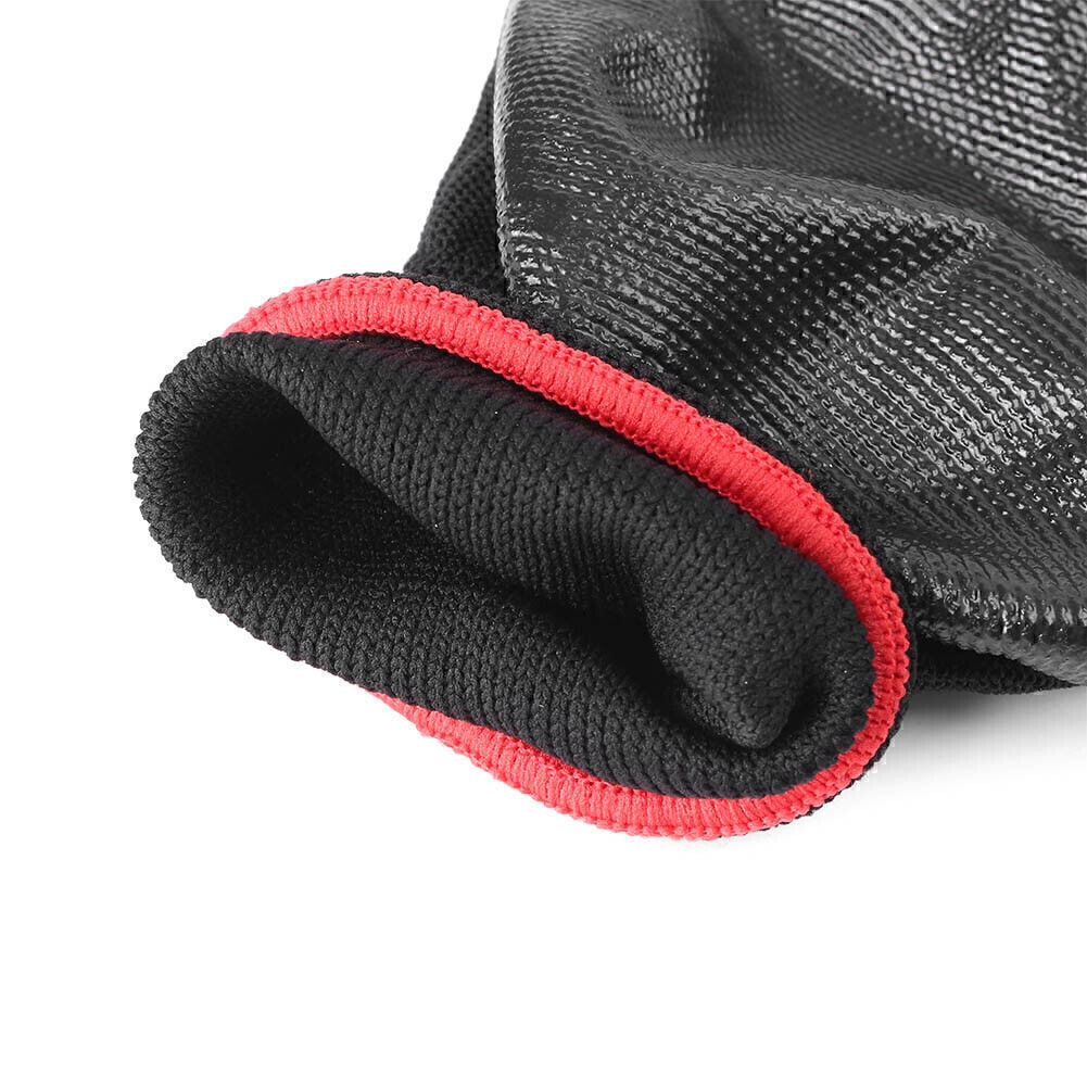24 Pairs Nylon PU Safety Coated Protective Work Gloves Builders Grip Black New