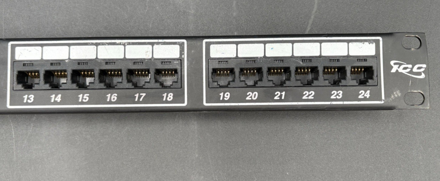 ICC CAT5e Enhanced 24-Port Patch Panel Black Panel Board T568B Wiring