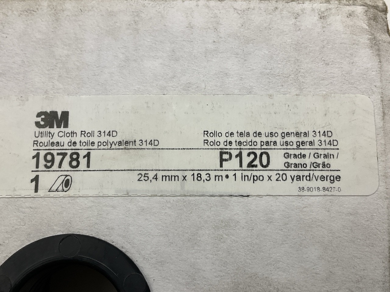 3M 19781 Abrasive Utility Cloth Roll 314D, 1 In X 20 Yd P120 120 Grit J Weight