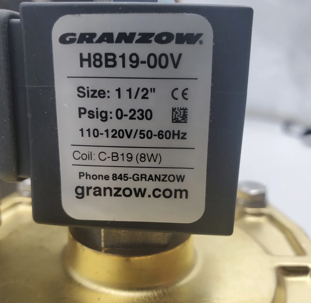 NEW GRANZOW VALVE H8B19-00V SOLENOID VALVE 1 1/2″ H8B1900Y M31HN8V-HF H8B19-00V