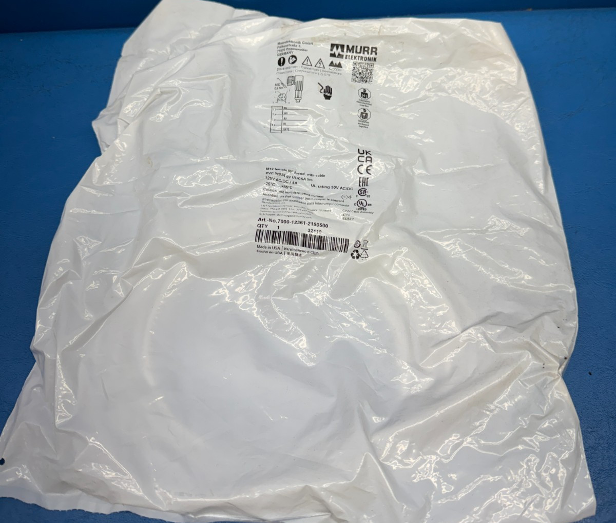 Murr Elektronik 7000-12361-2150500 125VAC M12 Female Connector with Cable