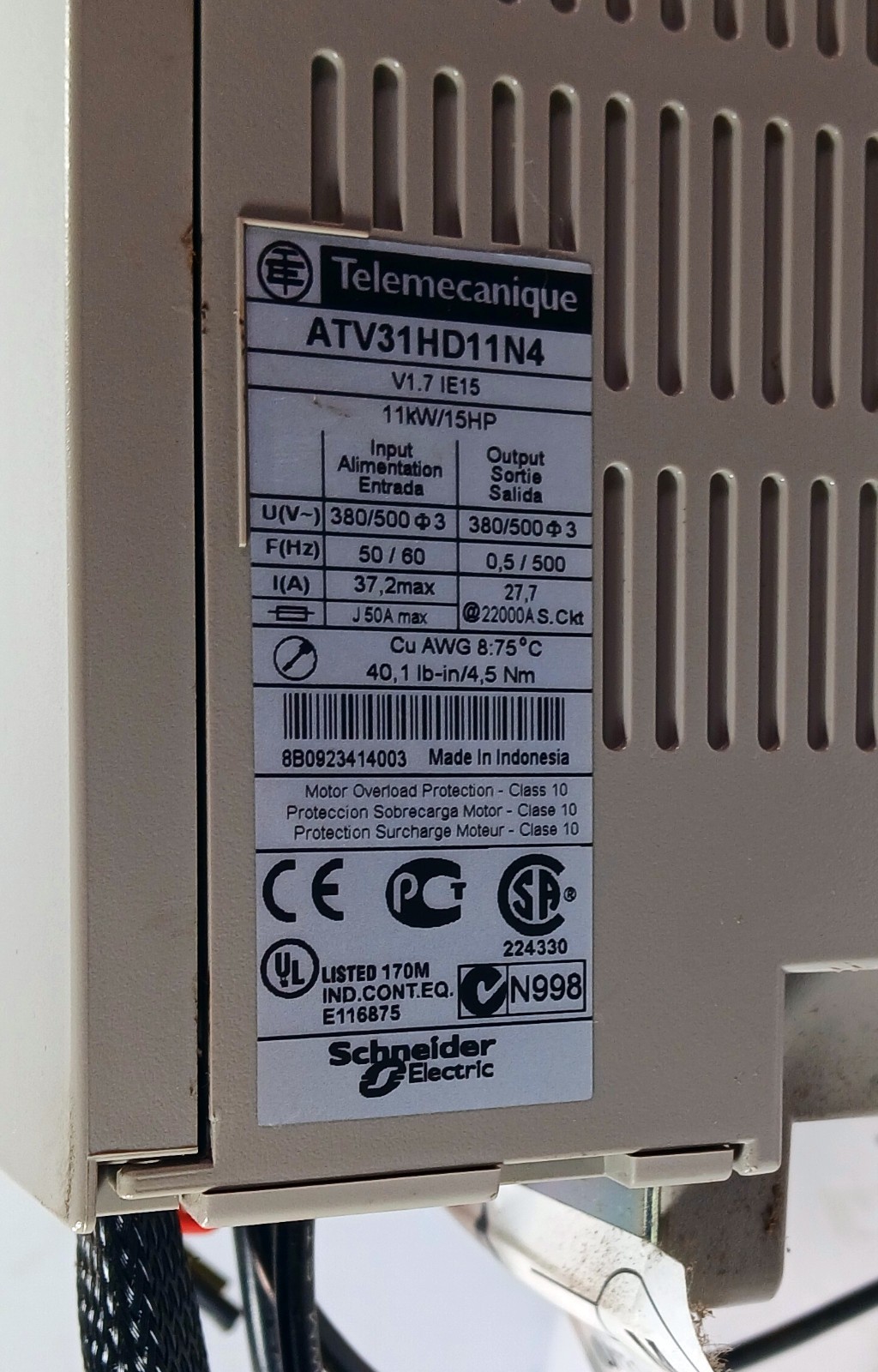 1 USED TELEMECANIQUE ATV31HD1N4 15HP VARIABLE FREQUENCY DRIVE ***MAKE OFFER***