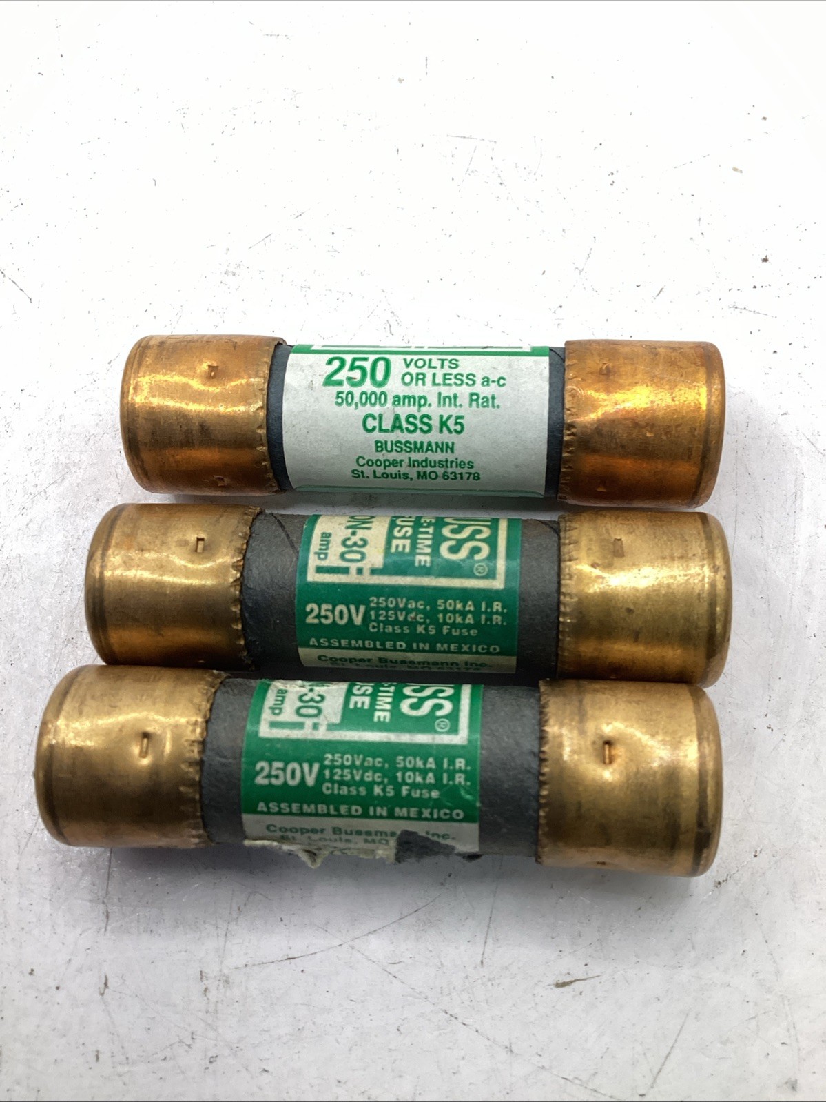 Buss NON-30 30-Amp 250 Volts Fuses Class K5 (lot of 3)