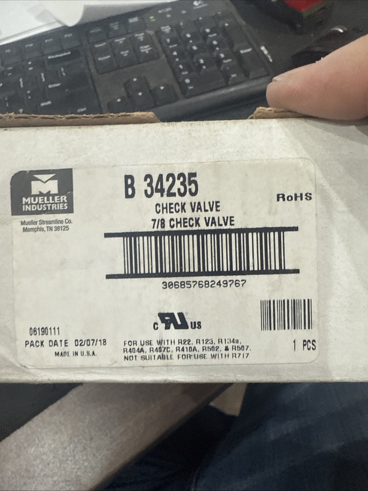 Mueller Industries B34235 Check Valve 7/8 Inch OD 4 Bolts