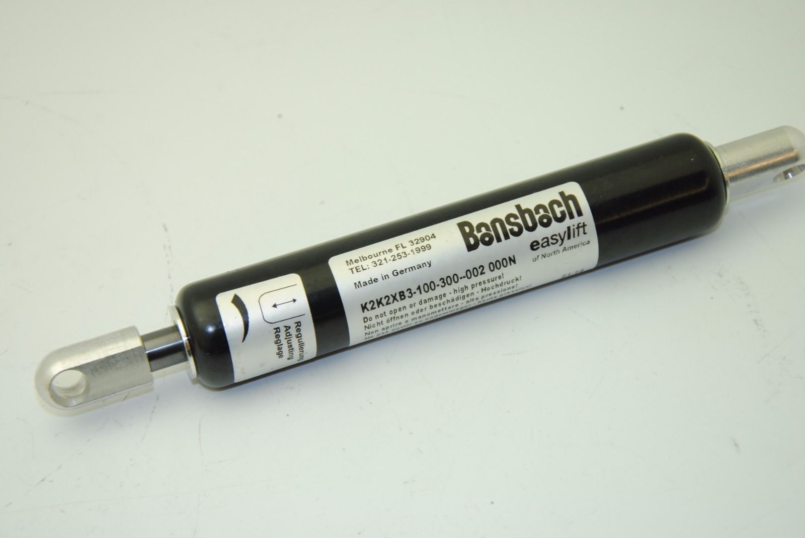 Bansbach K2K2XB3-100-300-002 Easy Lift Gas Spring, 100mm Stroke