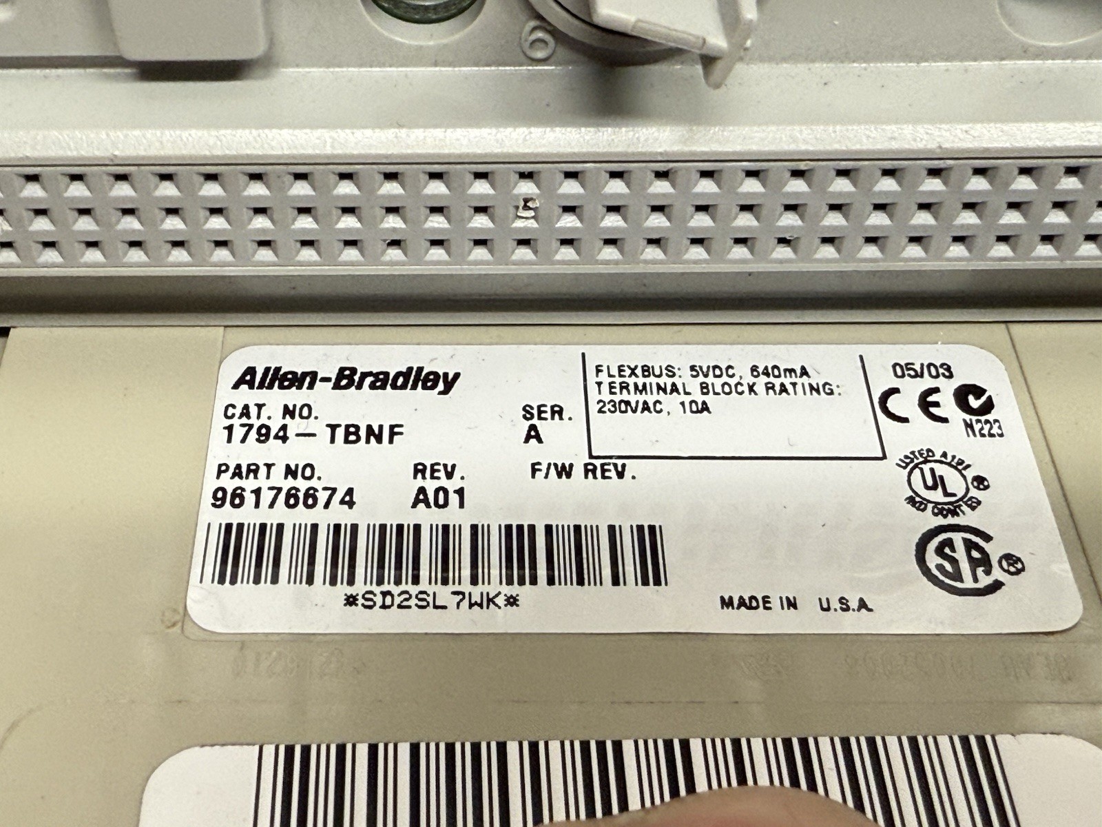 Allen Bradley 1794-OA8 module with 1794-TBNF terminal Base