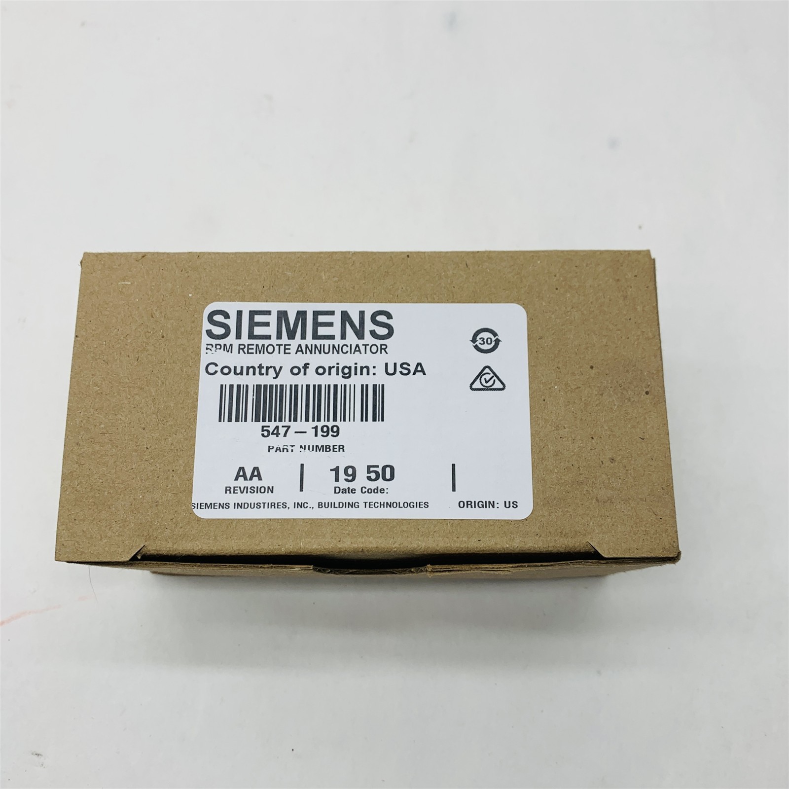 Siemens 547-199 Rev AA RPM Remote Annunciator Module Room Pressure Monitor New