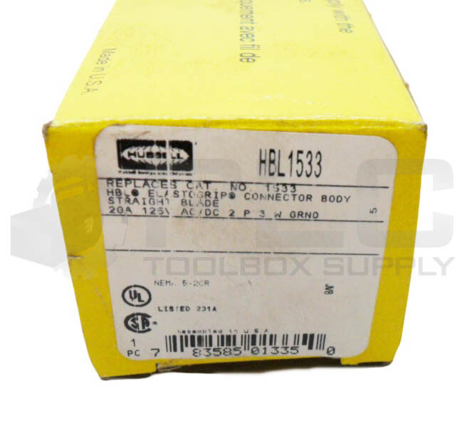 NEW HUBBELL HBL1533 INSULGRIP CONNECTOR BODY 20A 125VDC
