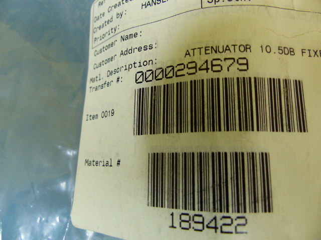 Scientific Atlanta 189422 Qty of 20 per Lot 10.5dB ATTENUATOR TO5 860MHZ 75