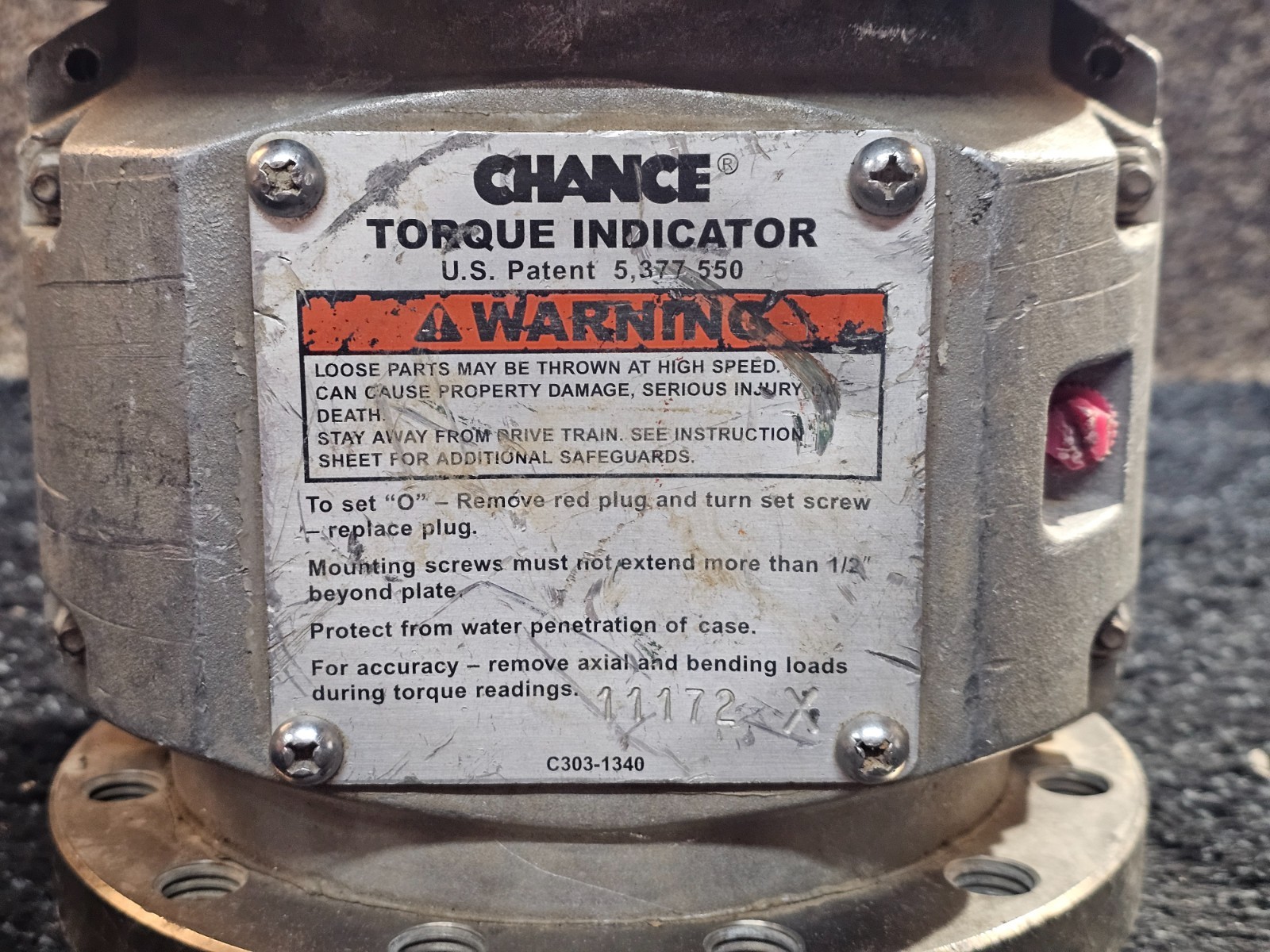 Chance Torque Indicator Analog C303-1340 X1000 *FOR PARTS ONLY/ NOT WORKING*