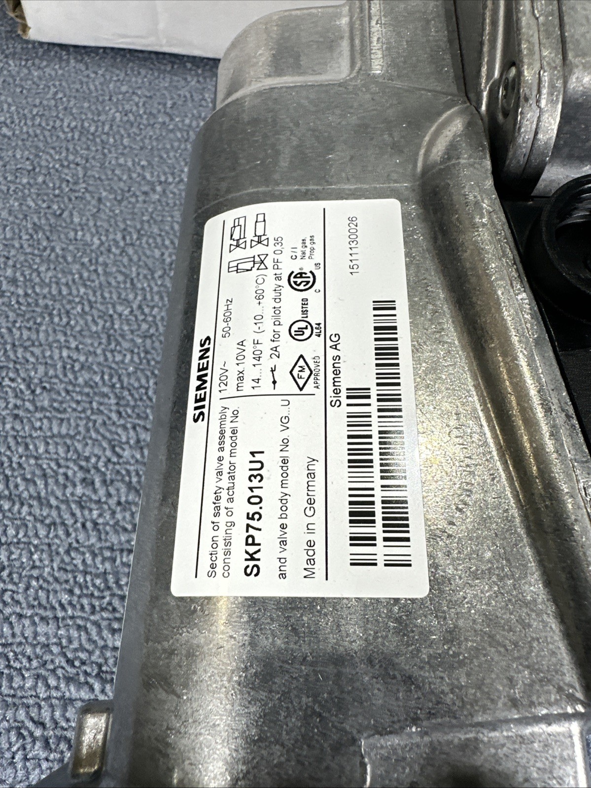 Siemens SKP75.013U1 120V Gas Valve Actuator