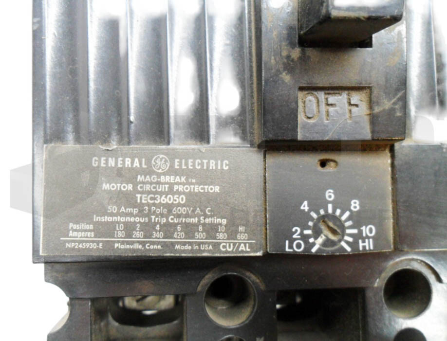 GENERAL ELECTRIC TEC36050 CIRCUIT BREAKER 50A3P 600VAC