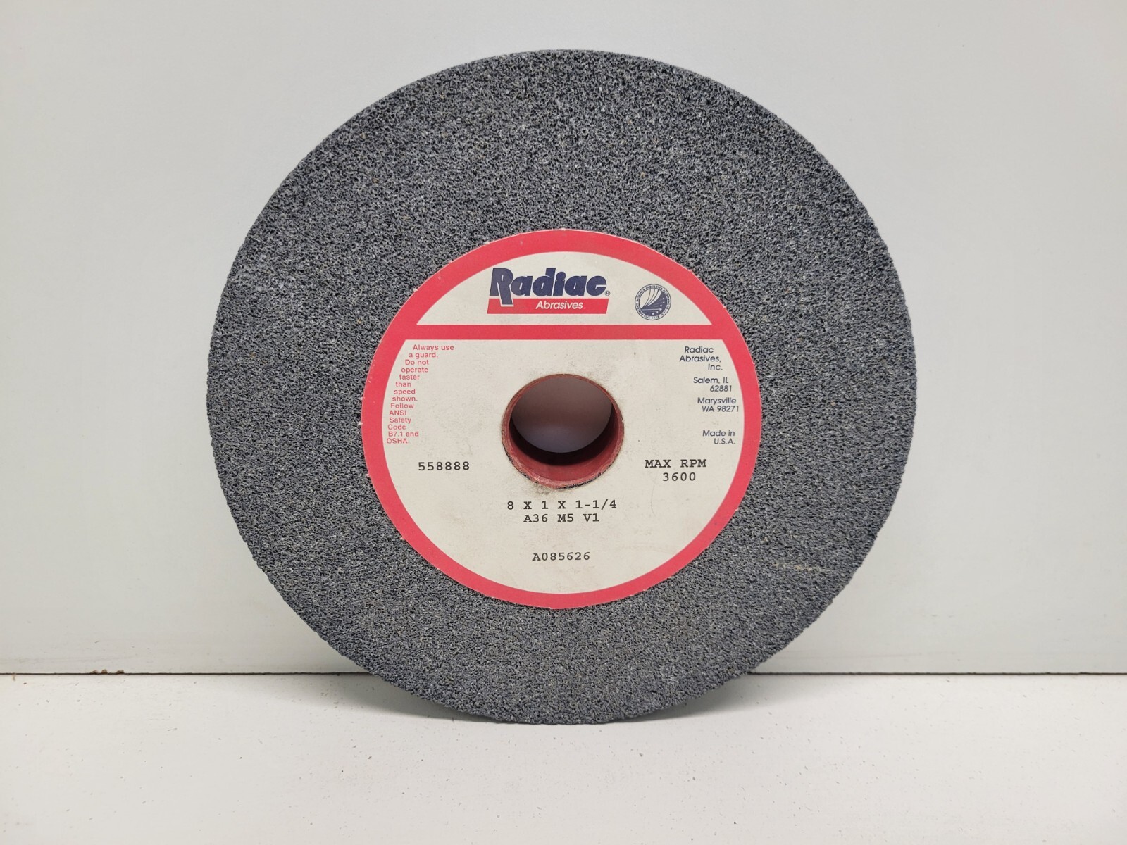 NEW OLD STOCK! RADIAC ABRASIVES 8X1X1-1/4 SURFACE GRINDING WHEEL A085626