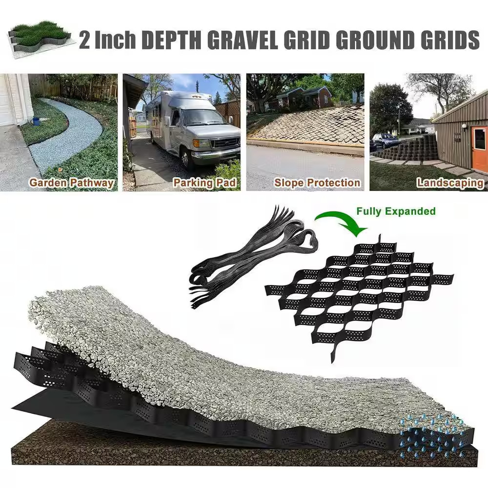 32. 8 Ft. X 9.8 Ft.× 2 In. Plastic Ground Geo Grid Erosion Control Geocell for G