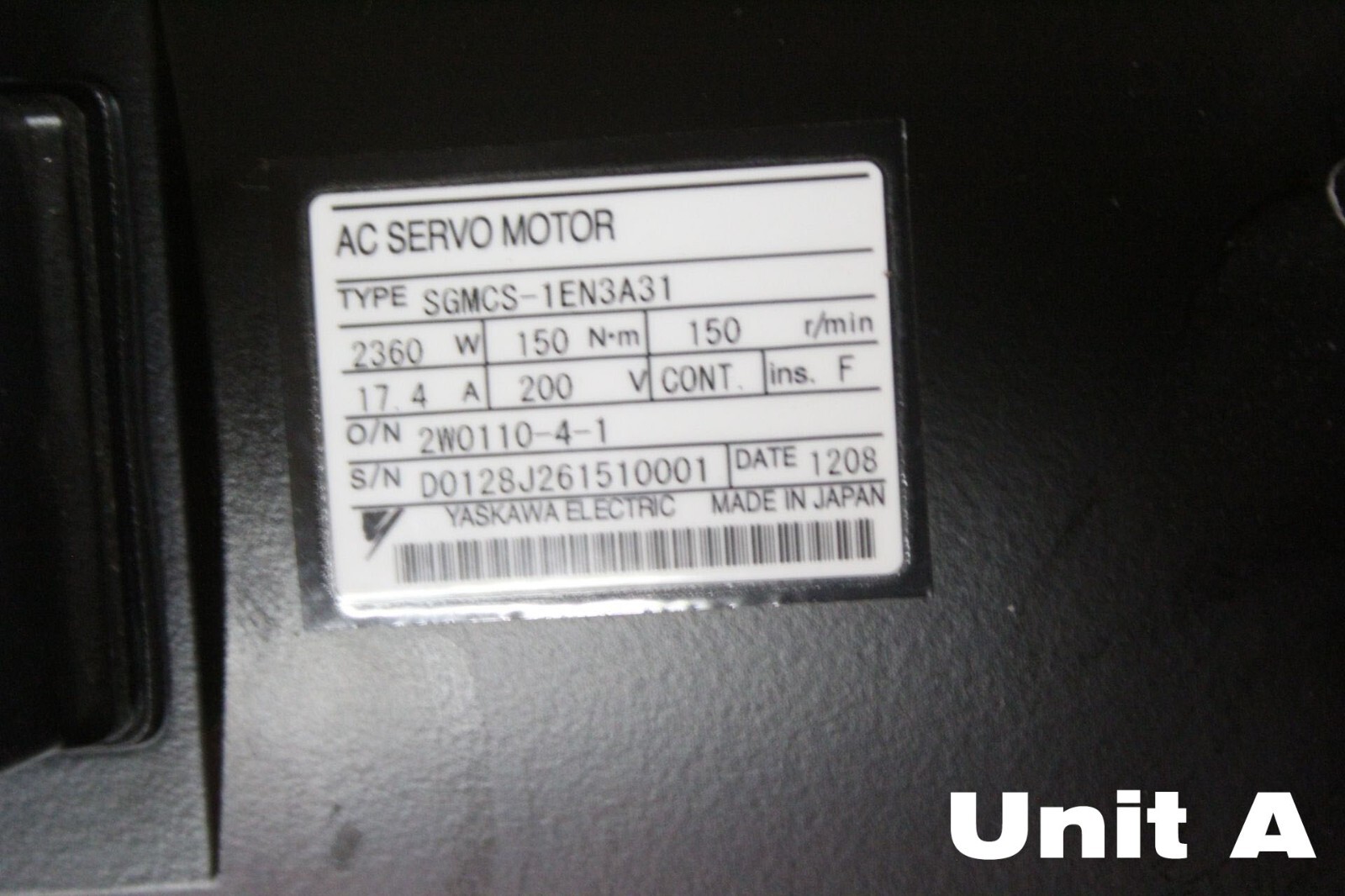 YASKAWA AC Servo Motor SGMCS-1EN3A31