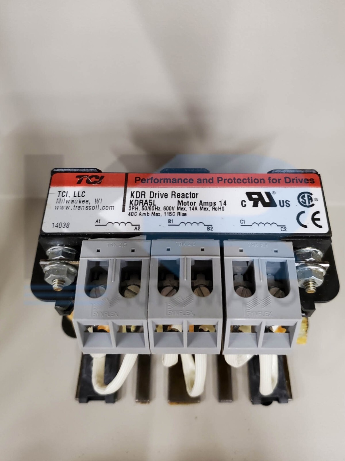 NEW TCI KDRULA5LE01 KDR Low Impedance Line Reactor 10HP 3Ph 14A 480V Type 1