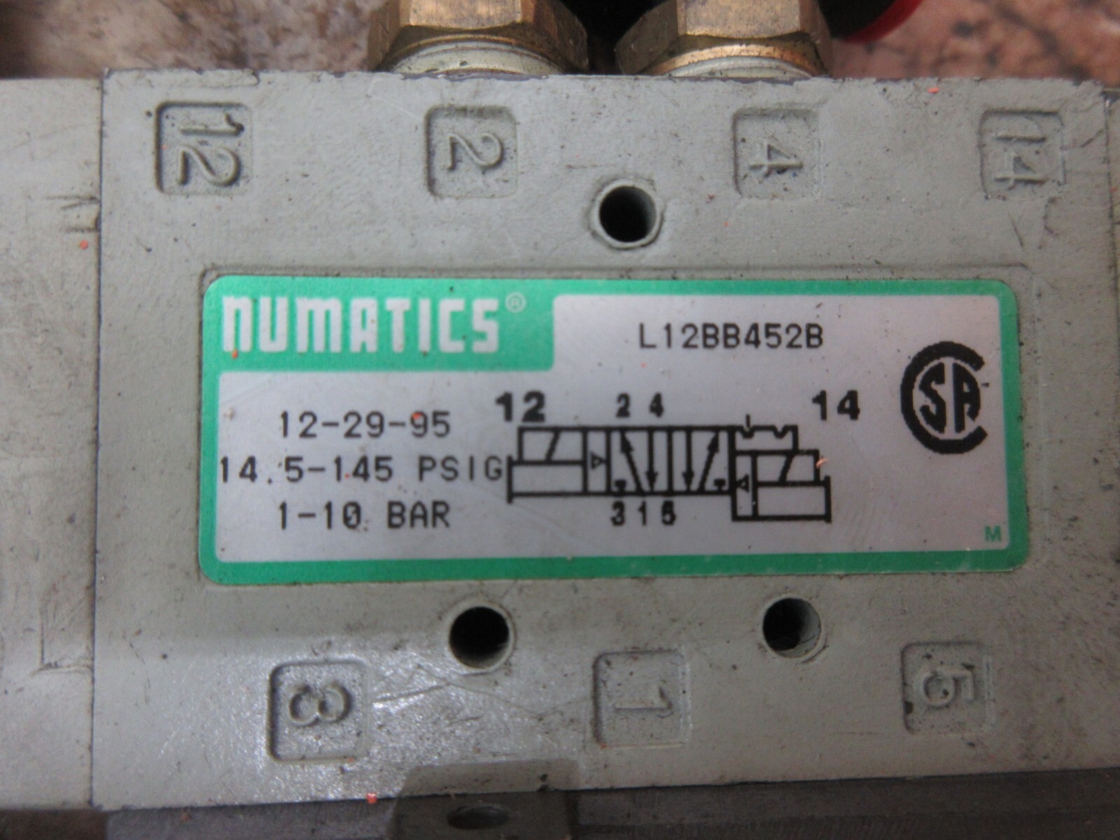 NUMATICS VALVE L12BB452B 12-29-95 226-749B