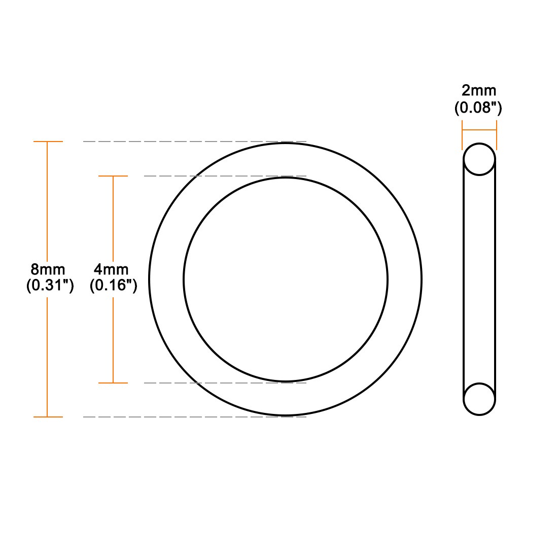 12 x O-Rings Nitrile Rubber 4mmx8mmx2mm Seal Rings Sealing Gasket