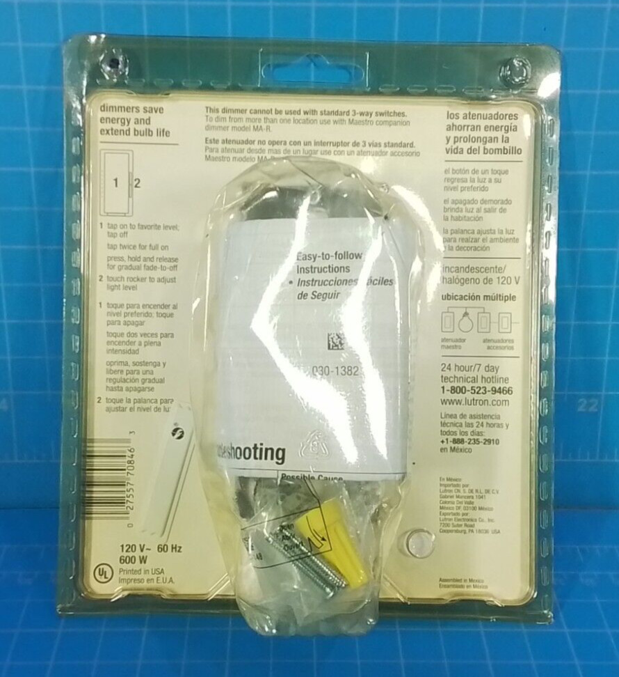Lutron Maestro MA-600H-WH Dimmer – White