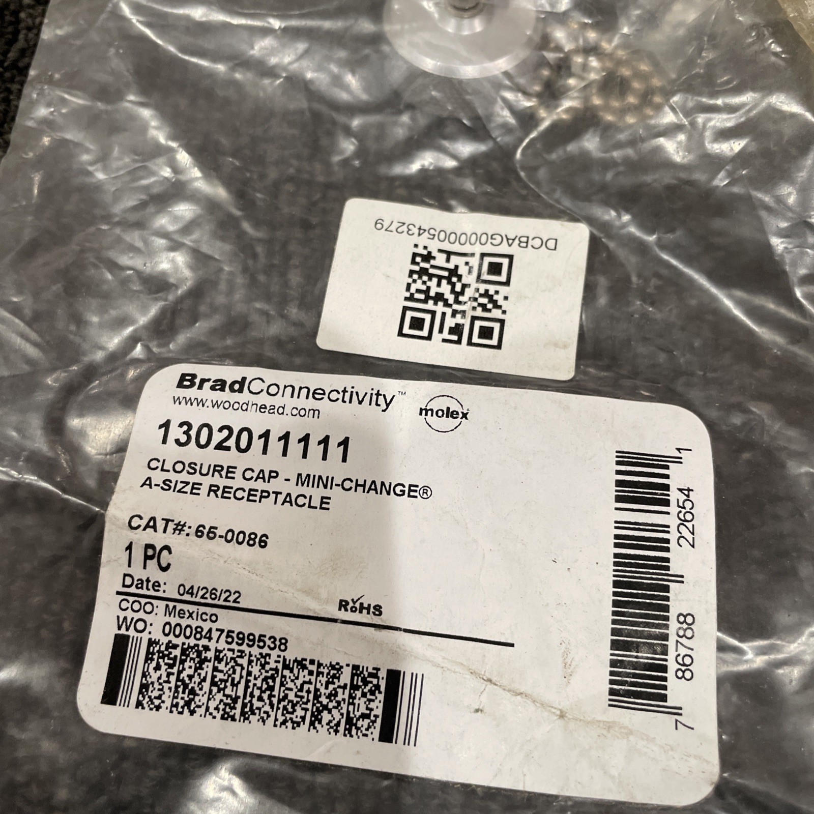 (3) DANIEL WOODHEAD (2) 65-0086 + (1) Brad Connectivity CLOSURE CAP