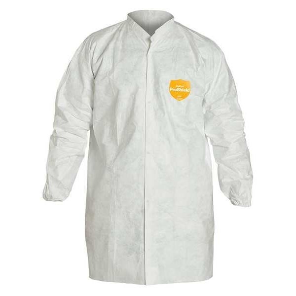 Dupont Ty303swhlg005000 Disposable Shirt, L, Tyvek(R) 400, Snap, Open Cuff,