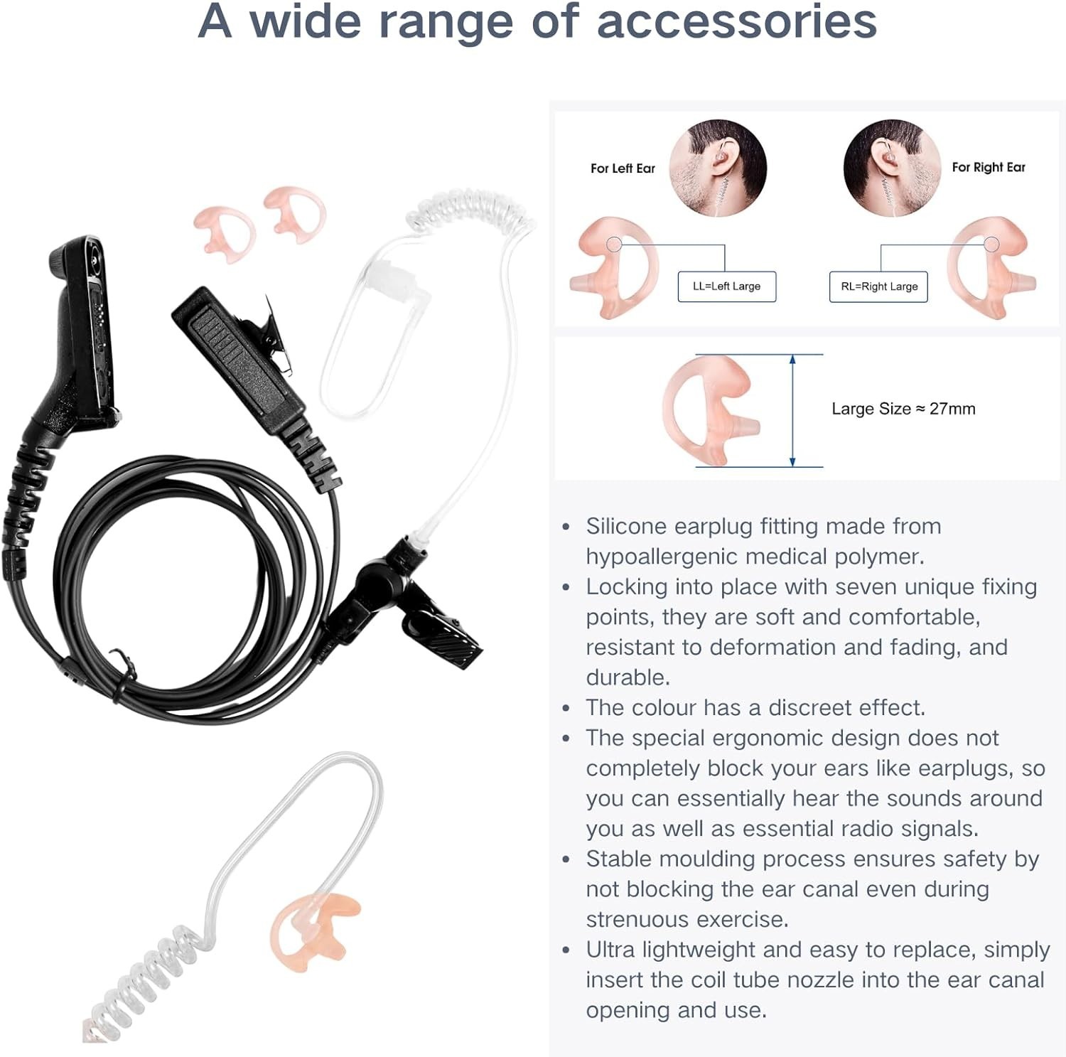 APX 6000 Earpiece XPR 7550e Headset Compatible for Motorola Radios APX 8000/7000