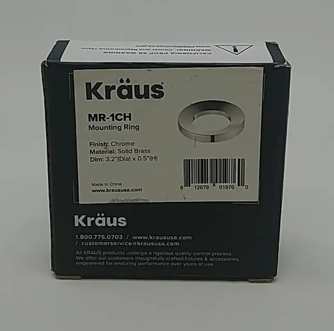 NIB KRAUS MR-1CH SOLID BRASS CHROME FINISH MOUNTING RING (B1-C14)