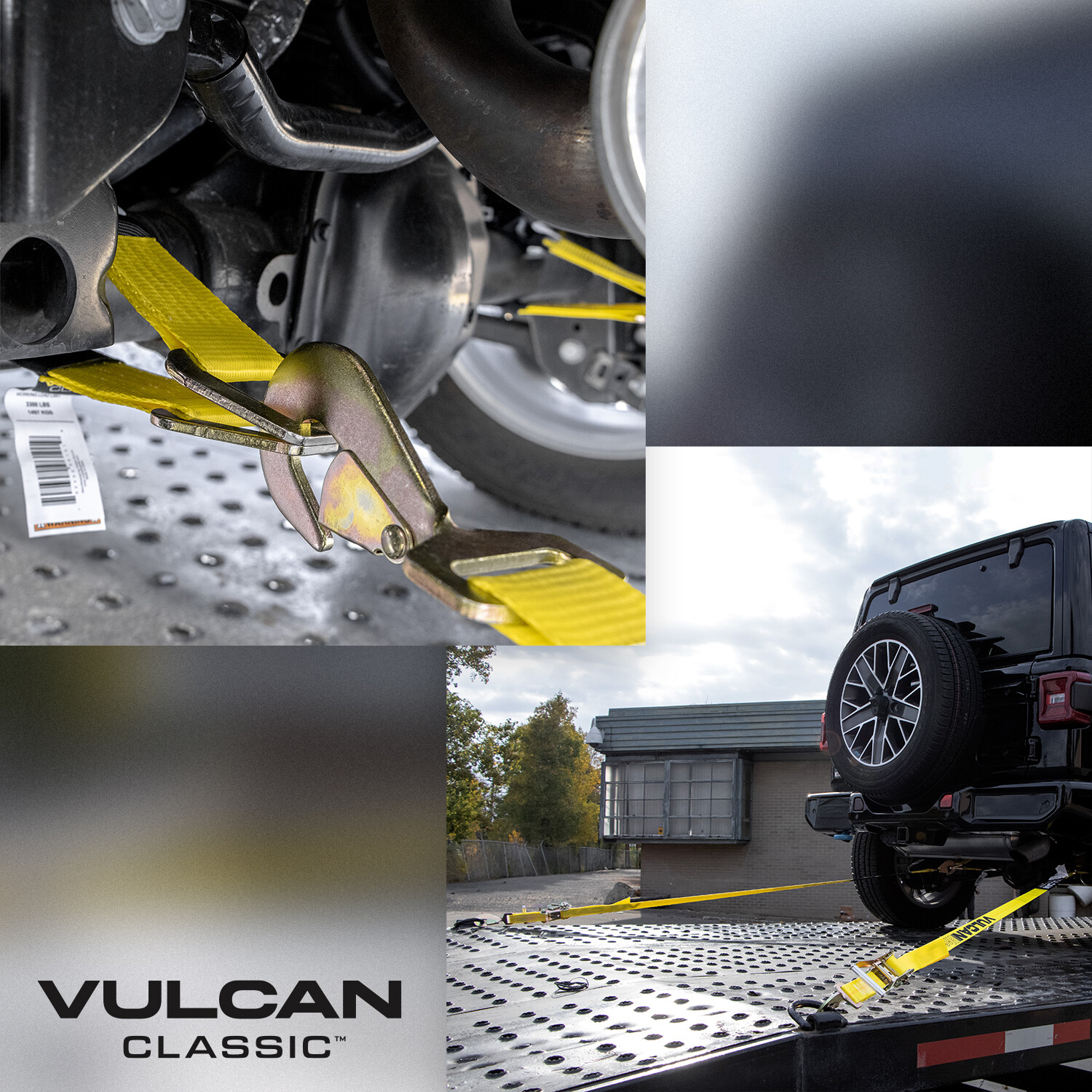 VULCAN Classic Yellow Axle & Ratchet Strap Tie Down Kit