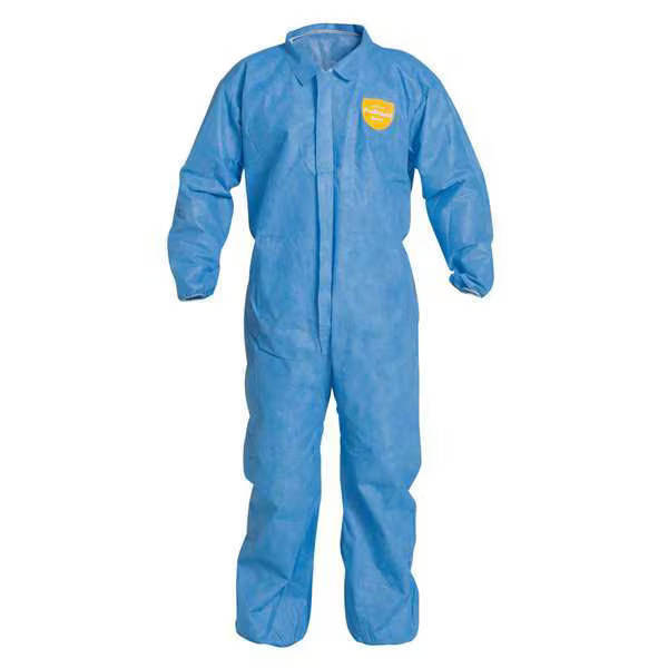 Dupont 10 Coverall. Collar. Elastic Wrists and Ankles. Elastic Waist. Blue. 5X
