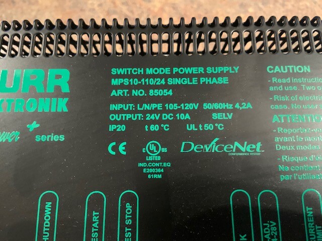 MURR ELEKTRONIK MPS10-110/24 SINGLE PHASE SWITCH MODE POWER SUPPLY