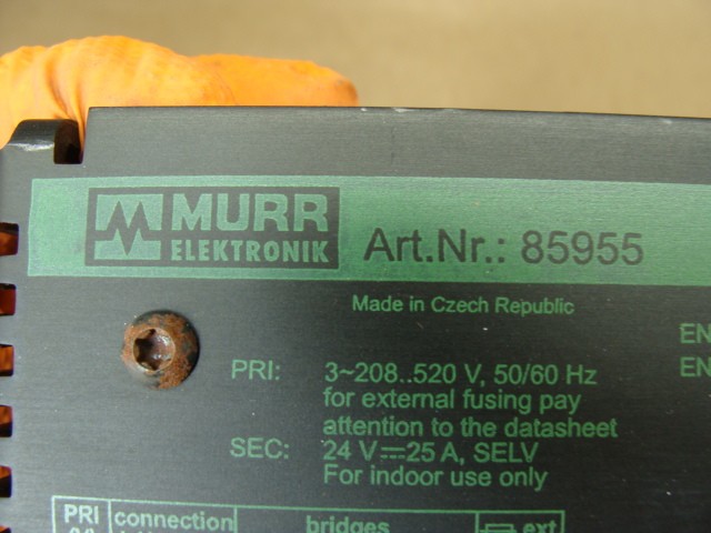 MURR ELEKTRONIK MPL25 85955 POWER SUPPLY 3PH 208-520V 24V SECONDARY