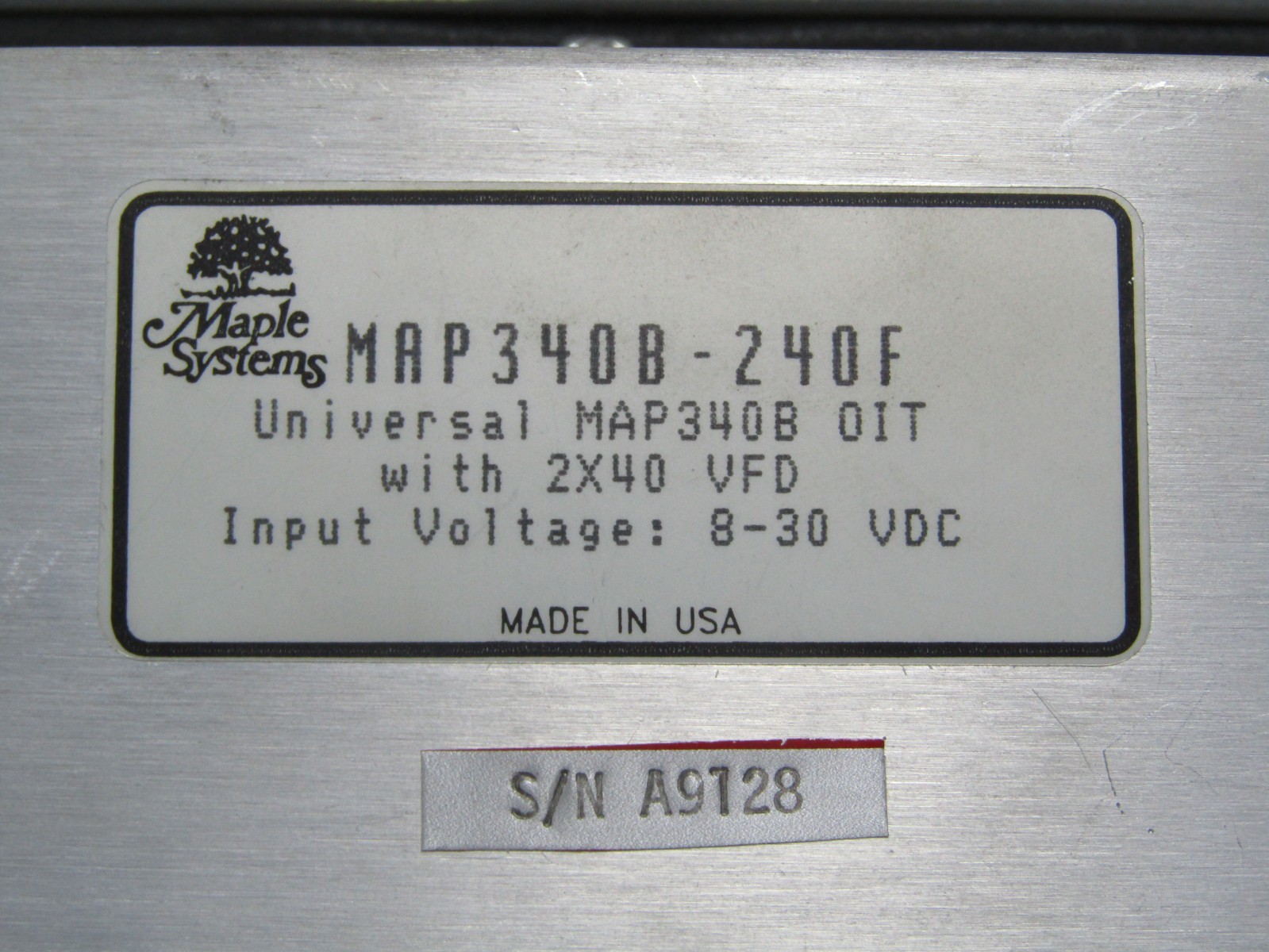 💥MAPLE SYSTEMS OPERATOR INTERFACE 8-30 VDC MAP340B-240F