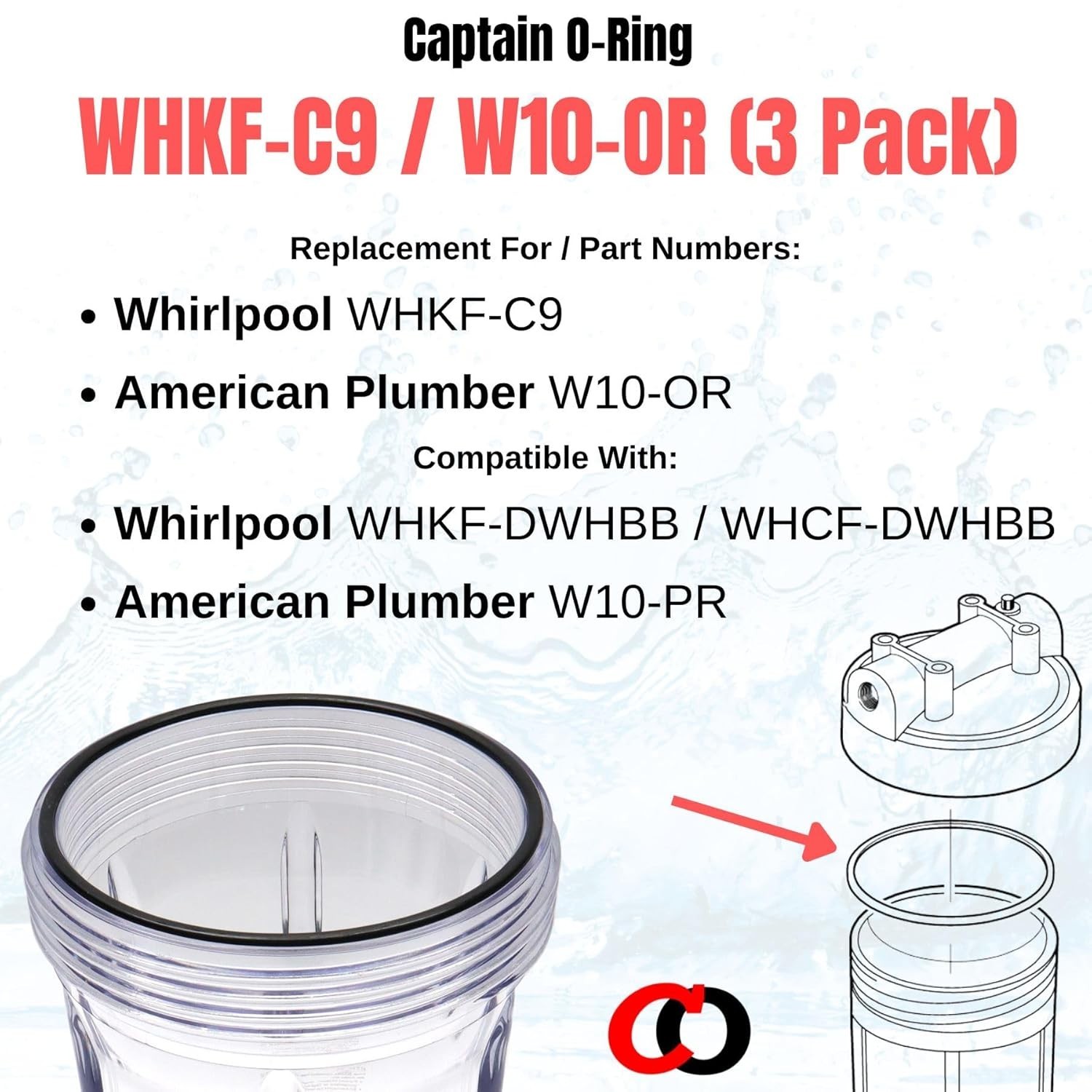 – Replacement O-Rings for Whirlpool WHKF-DWHBB (WHKF-C9) & American Plumber W10-