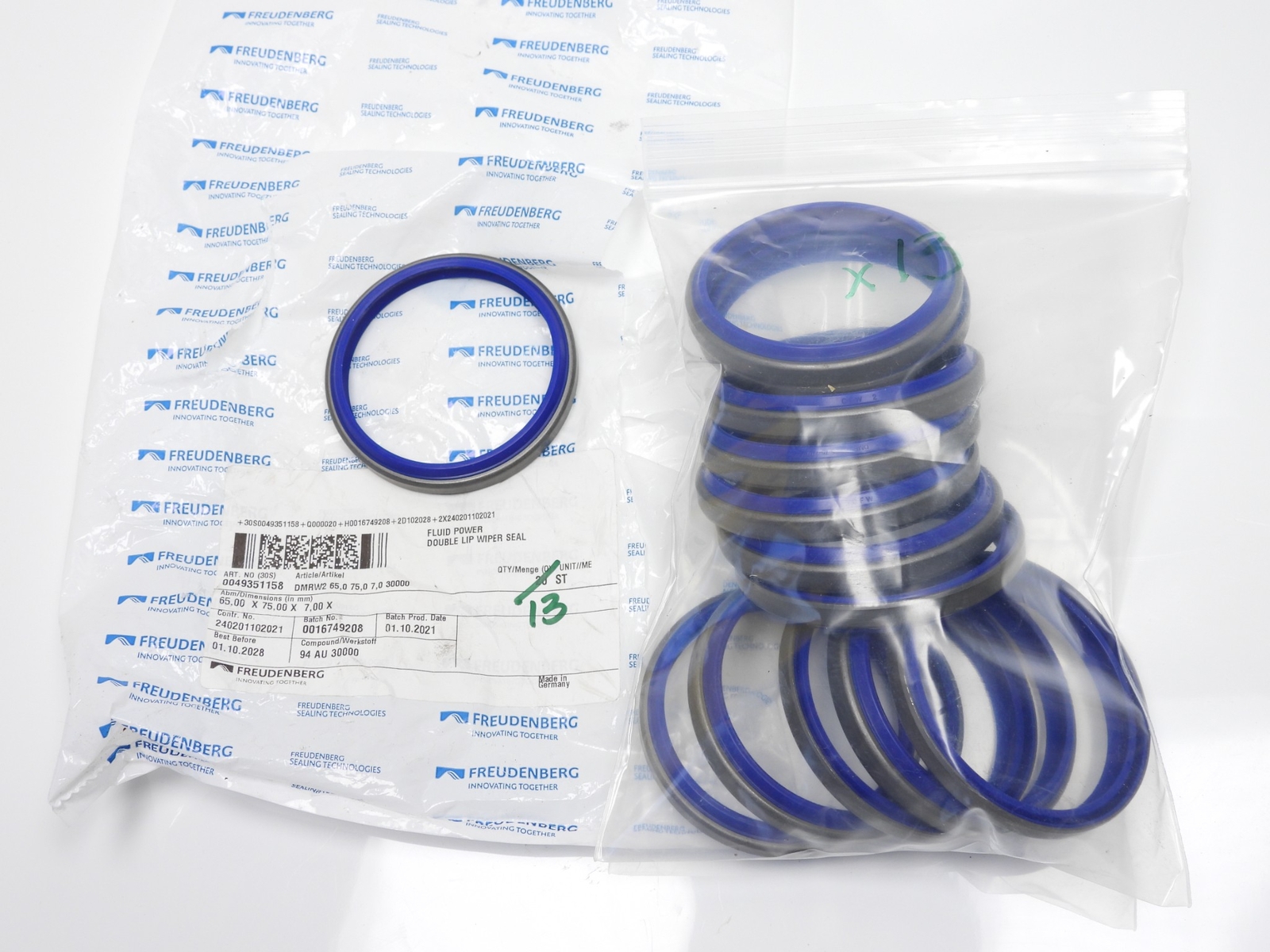 Freudenberg 0049351158 Double Lip Wiper Seal 65x75x7 mm (Pack of 13) Double Wipe