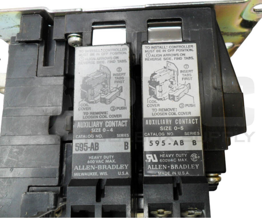 ALLEN BRADLEY 505V-BOD /B CONTACTOR W/ CB236 W/ (2) 595-AB /B AUXILIARY CONTACT