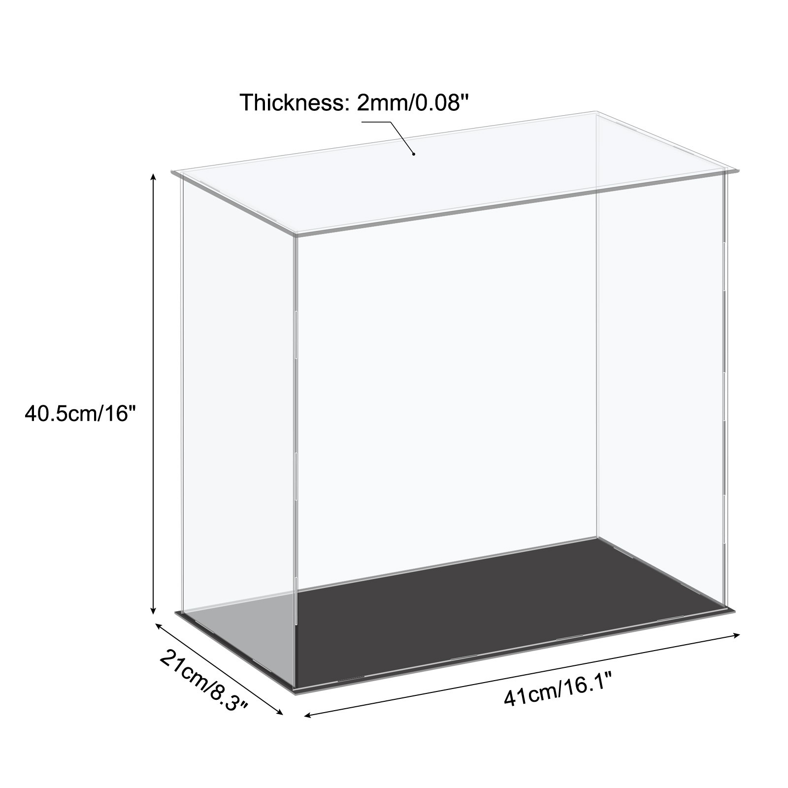 Acrylic Display Case Plastic Cube Storage Box Dustproof Showcase 41x21x40.5cm
