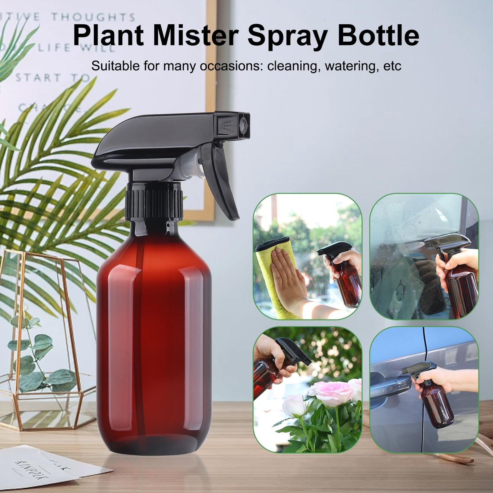 Teyssor Spray Bottles Water Bottle 2 Packs- 10.1 Ounces, Clear-2 pack