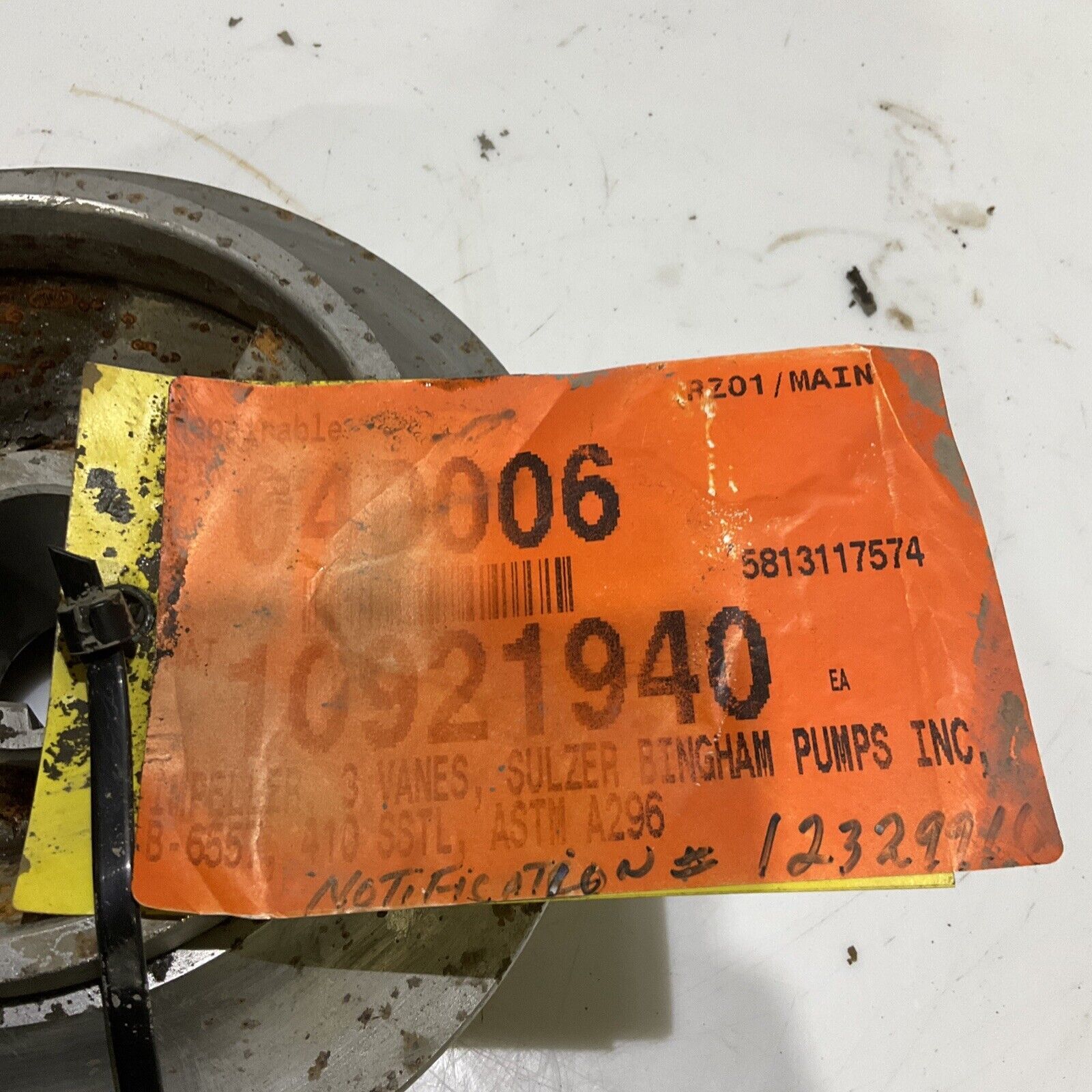 SULZER BINGHAM PUMP B-6557 ASTM A296 IMPELLER 3 VANE 678