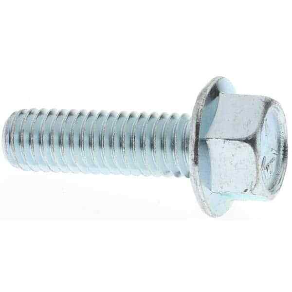 50 Pack Serrated Flange Bolts: 3/8-16 UNC, 1-1/4″ Under Head,Fully Threaded