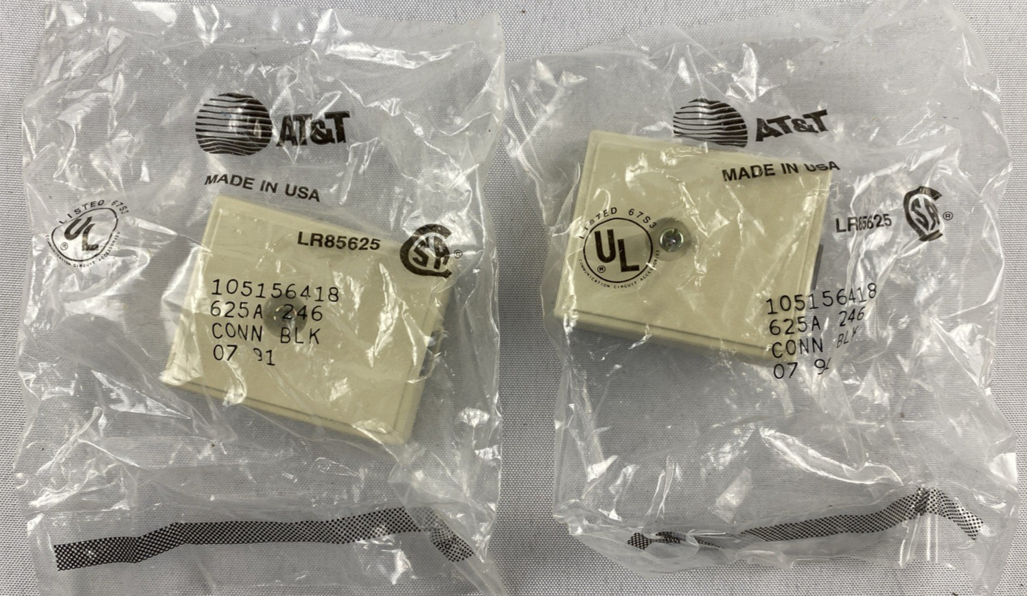Lot of 2 AT&T 105156418 Phone Surface Mount Wall Outlet Jack Box Beige LR85625