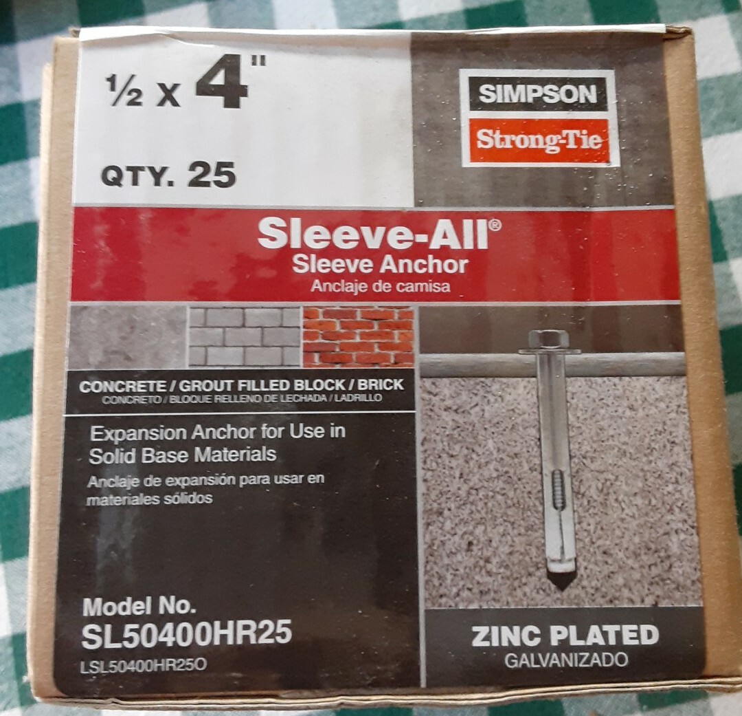 1/2″ x 4″ Simpson Strong Tie Sleeve-All Zinc Plated Sleeve Anchor Qty. 25