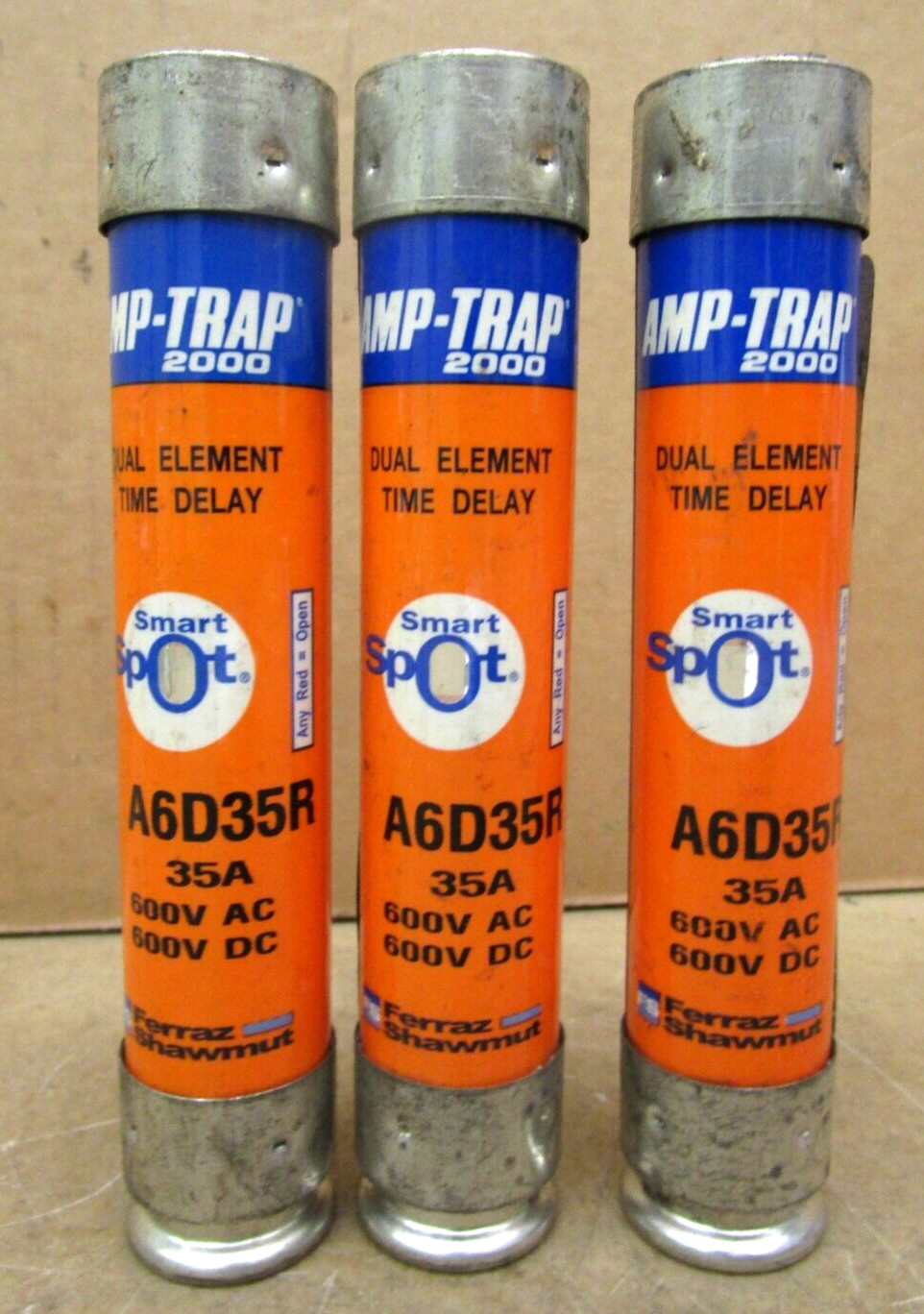 Ferraz Shawmut Amp-Trap A6D35R Time Delay Fuse 35 Amp Lot of 3 Pcs 48199NADC